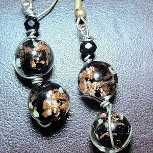 Elegant Black and Gold Dangle Earrings